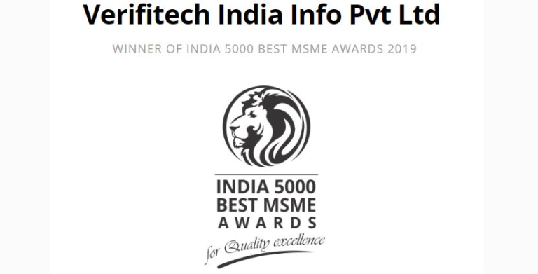 Leading Verification Company - Verifitech Winner of MSME 2019