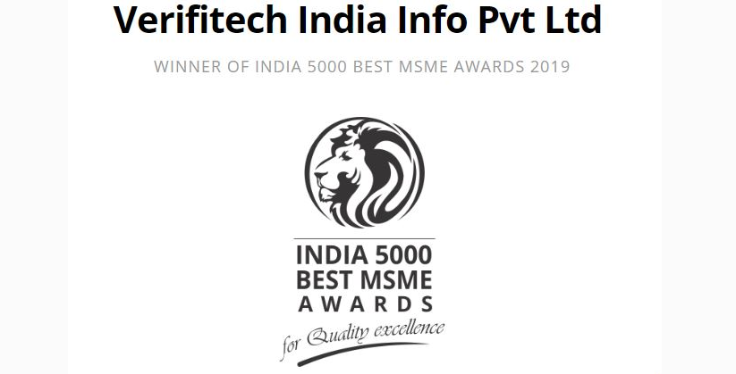 Leading Verification Company - Verifitech Winner of MSME 2019